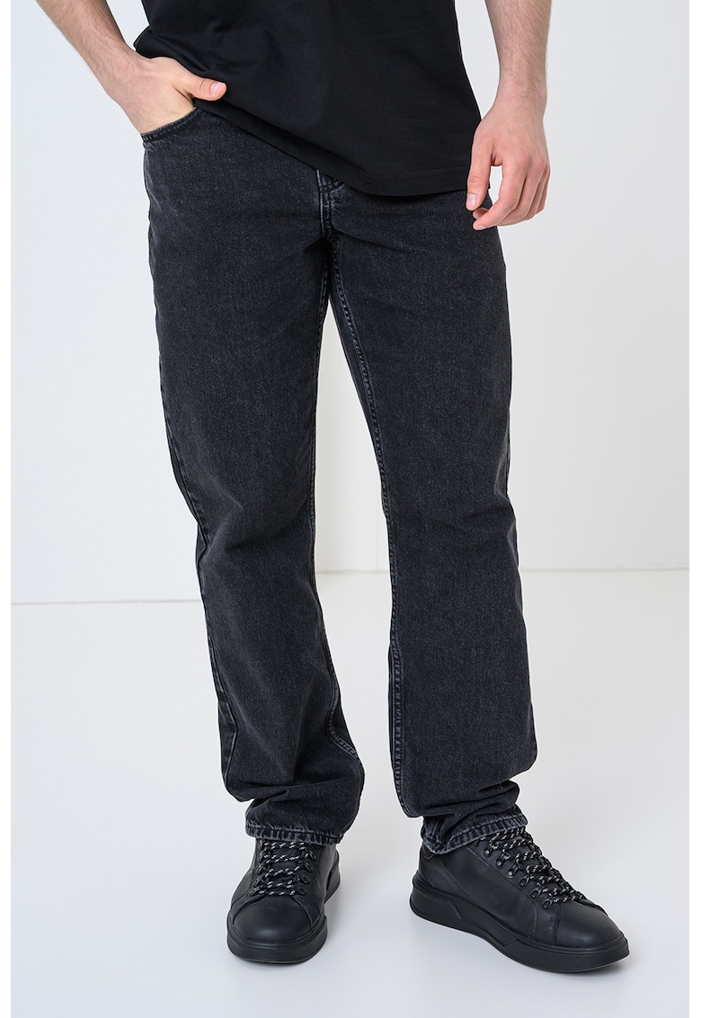 Blugi drepti cu 5 buzunare - Negru stins