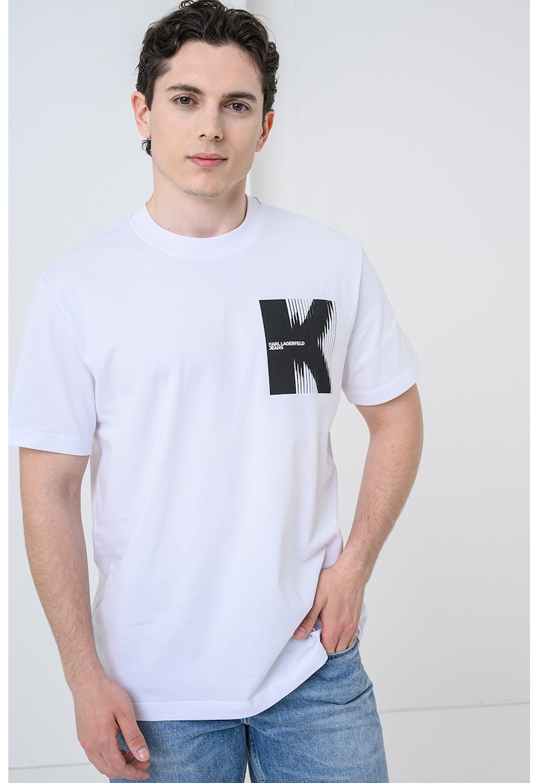 Tricou regular fit cu logo - Alb optic