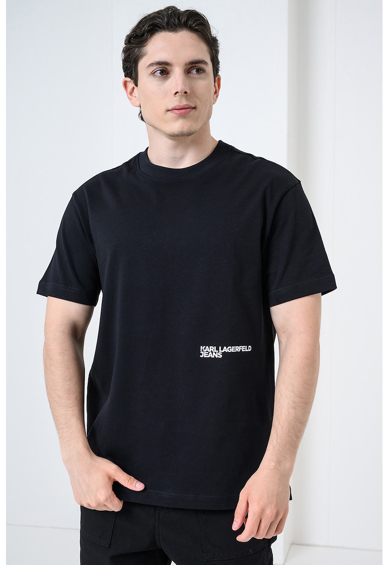 Tricou regular-fit din bumbac organic cu logo - Alb/Negru/Albastru