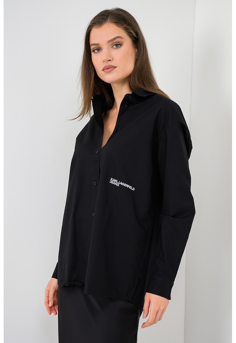 Camasa supradimensionata de bumbac - Negru