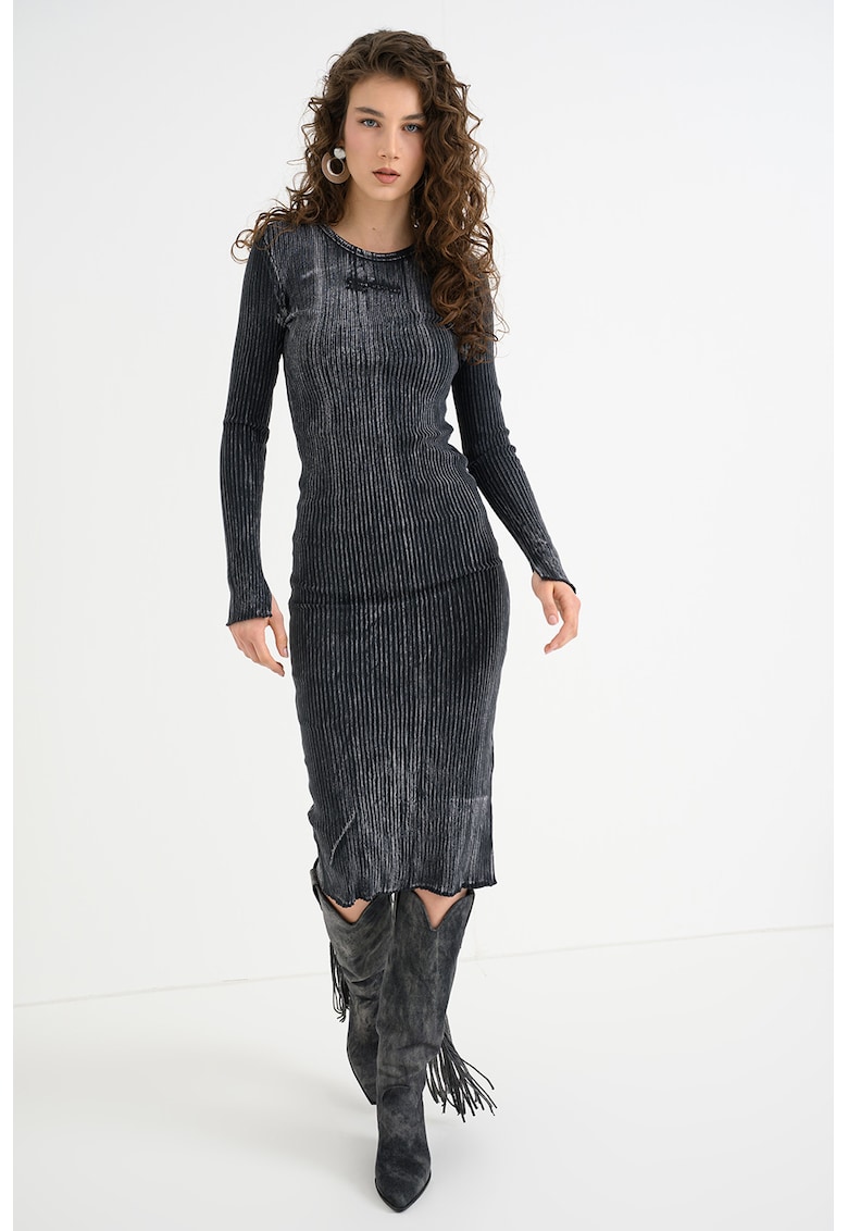 Rochie midi cu striatii - Gri antracit