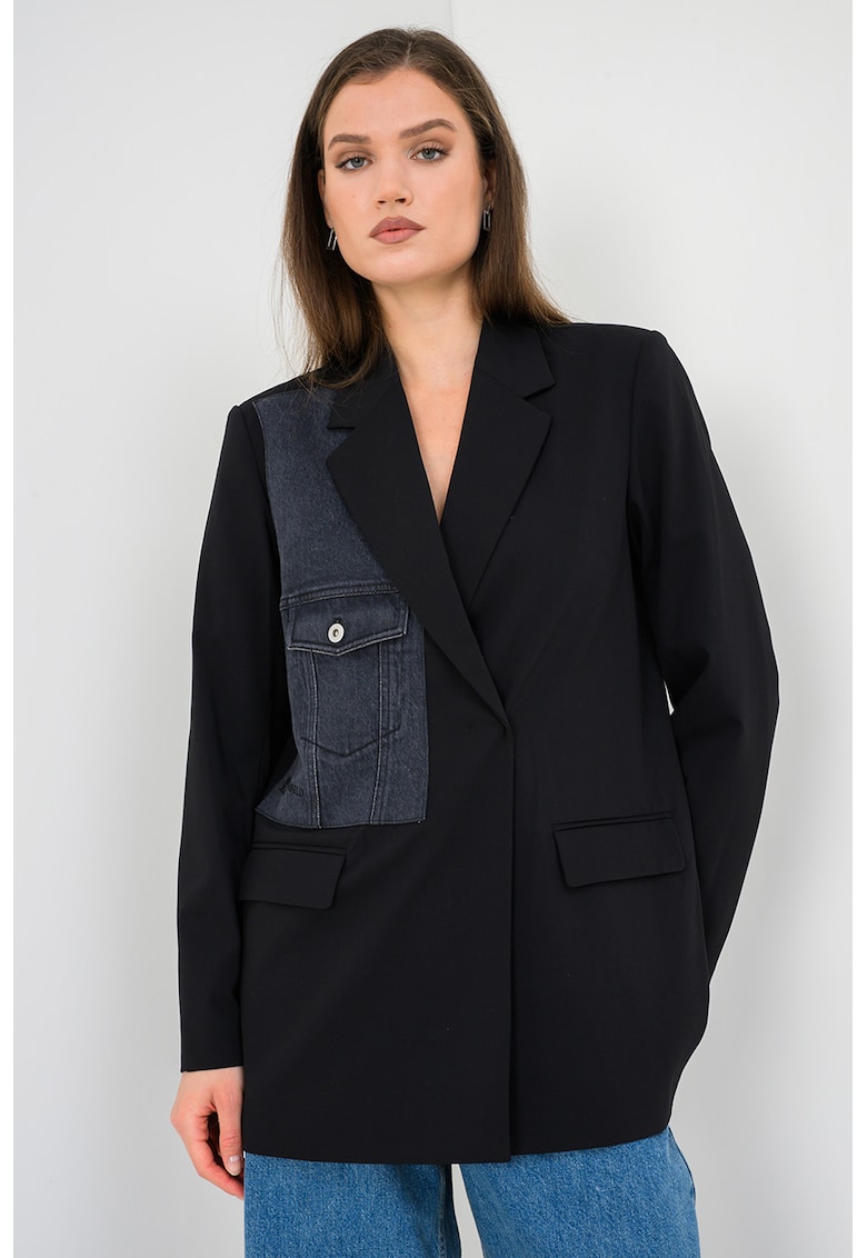 Savou lejer cu segment contrastant - Negru