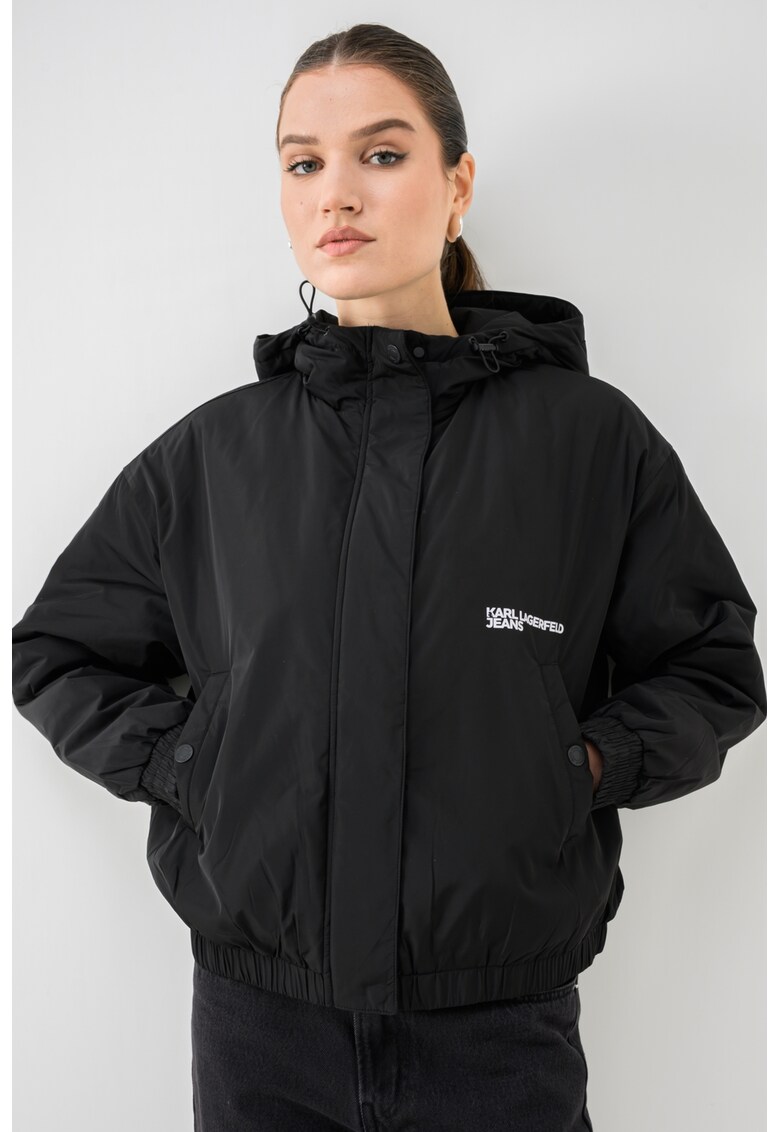 Geaca cu gluga si terminatie elastica - Negru