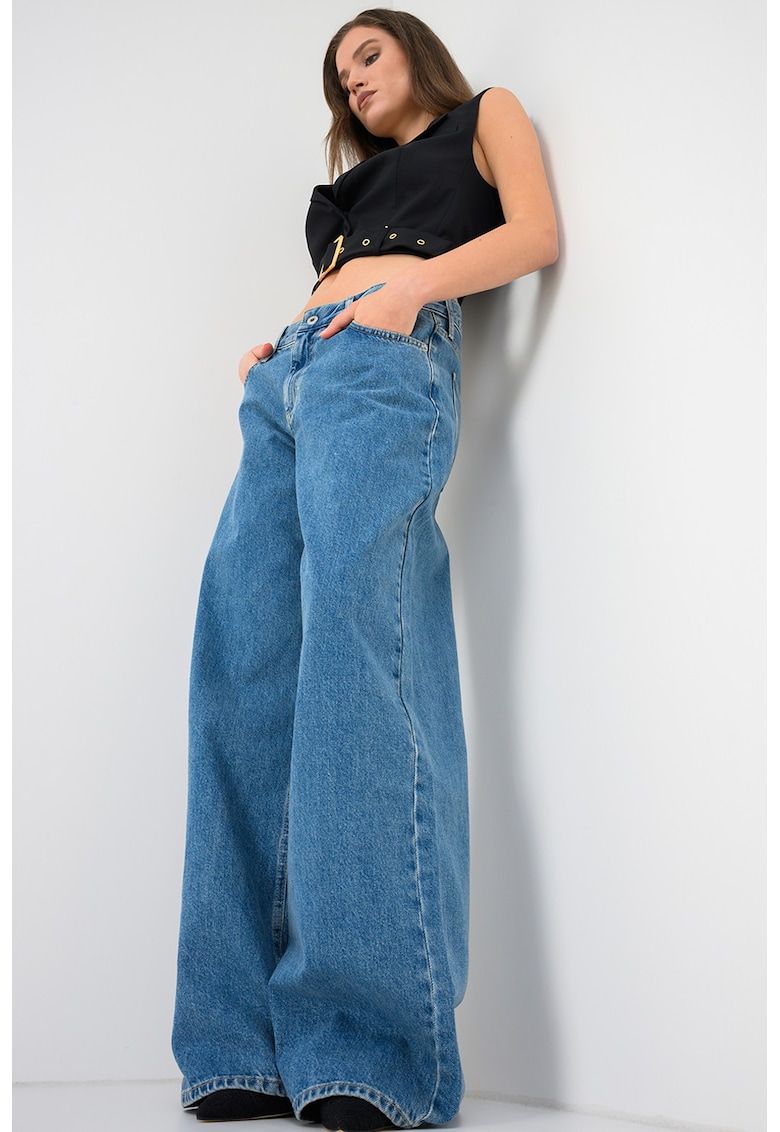 Blugi cu croiala ampla - Albastru prafuit