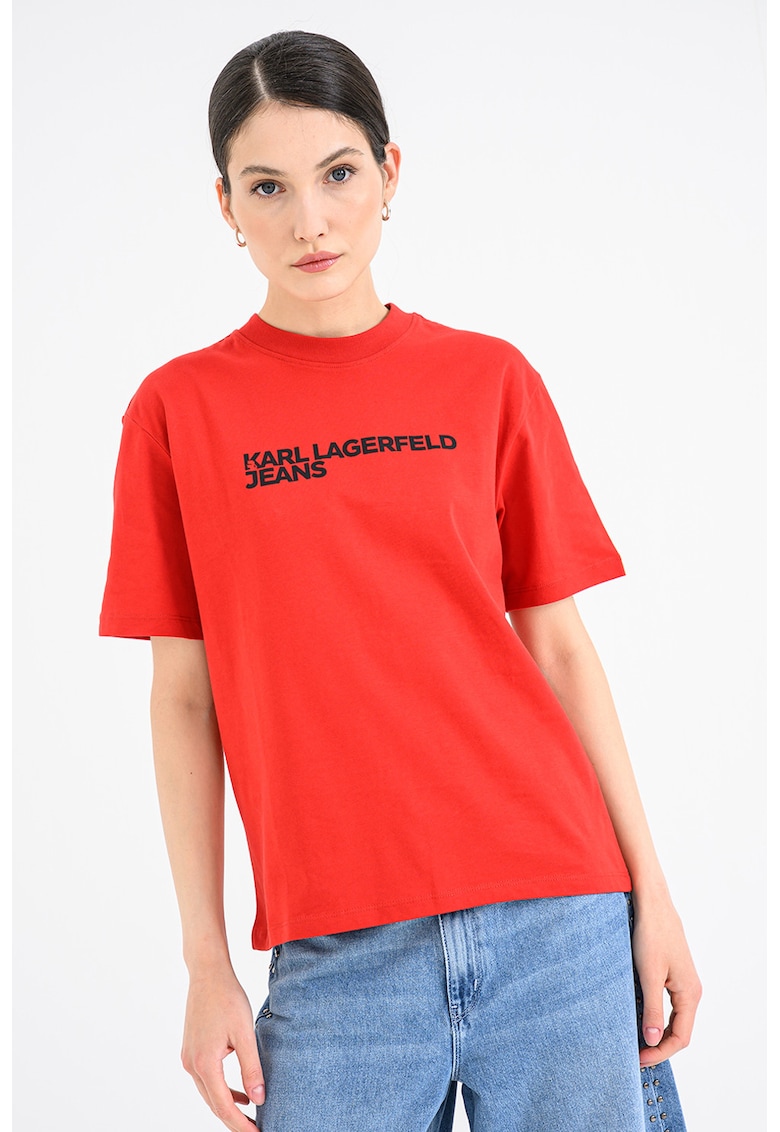 Tricou regular fit din bumbac organic - Rosu/Negru