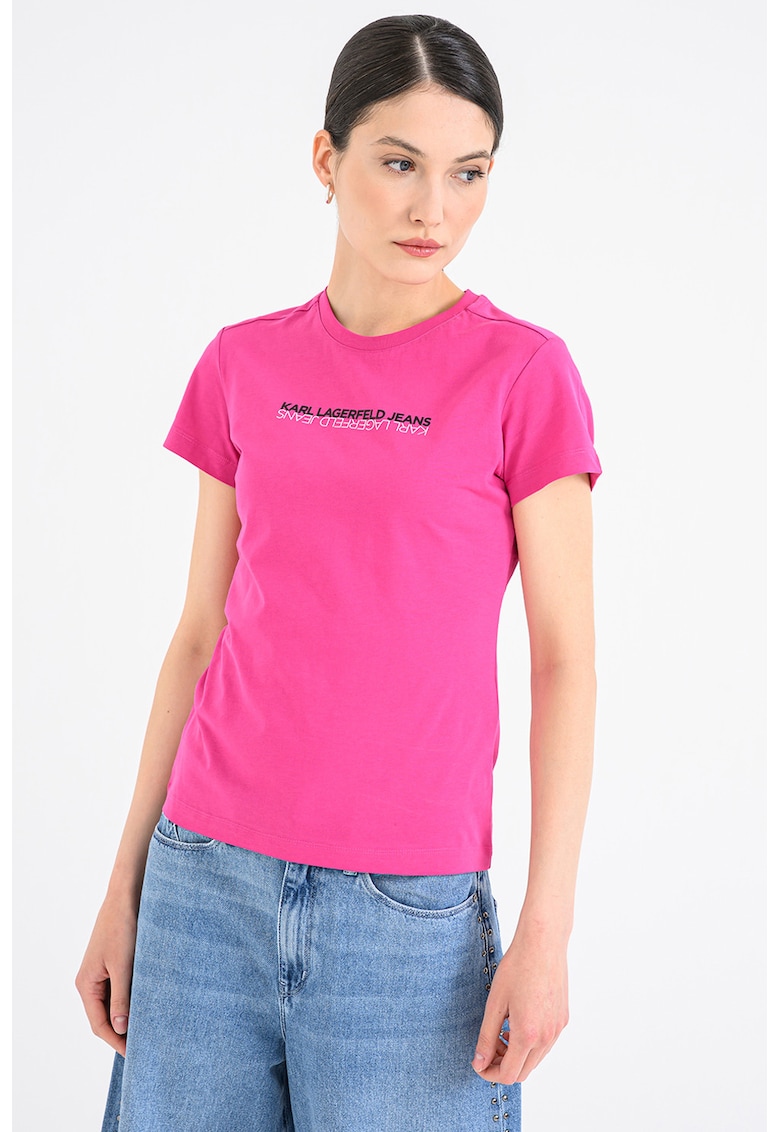 Tricou slim-fit din bumbac - Alb/Negru/Fucsia