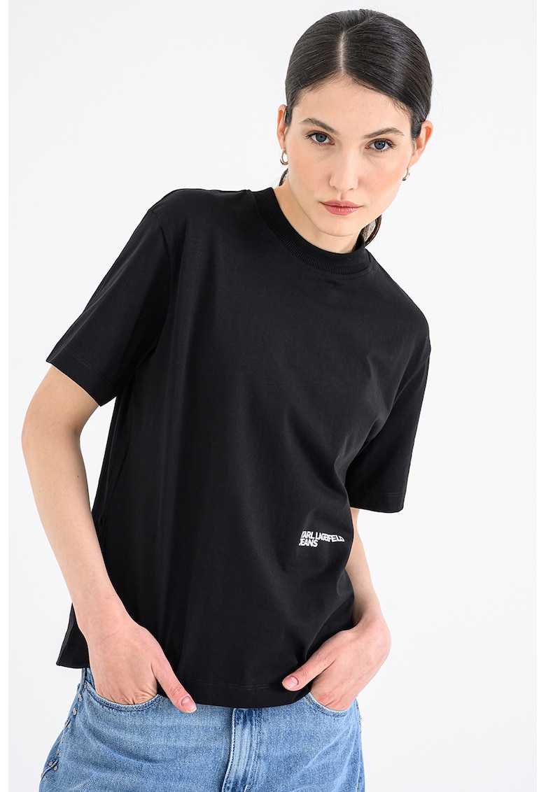 Tricou din bumbac organic cu imprimeu pe partea din spate - Negru/Gri/Roz