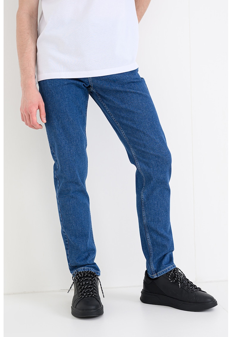 Blugi slim fit cu model cu 5 buzunare - Albastru
