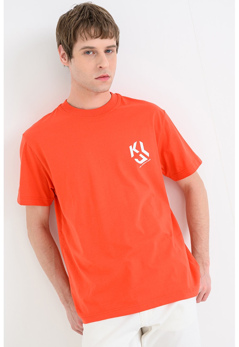 Tricou regular fit din amestec de bumbac organic - Portocaliu mandarina