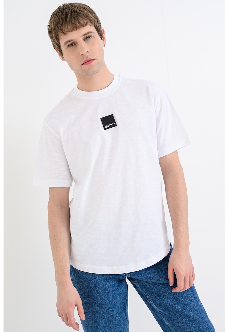 Tricou din bumbac cu detaliu logo - Alb