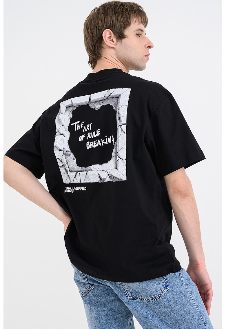 Tricou cu imprimeu logo - Negru/Alb murdar