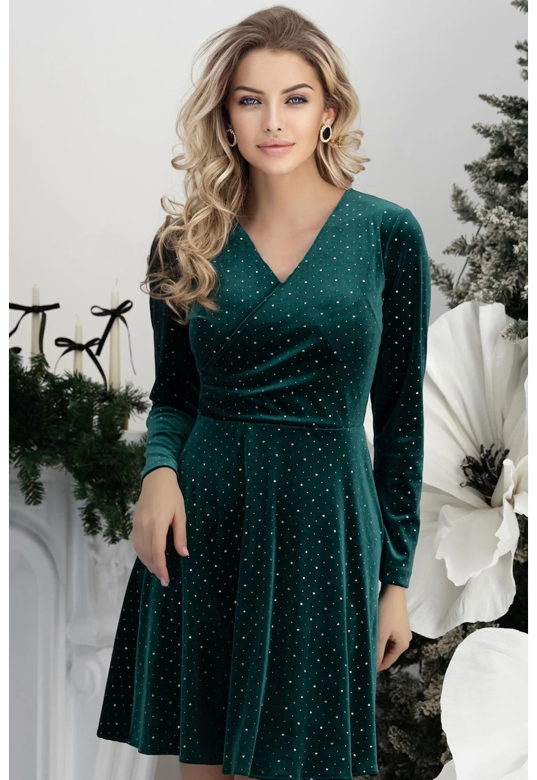 Rochie evazata cu maneca lunga - Verde - Verde