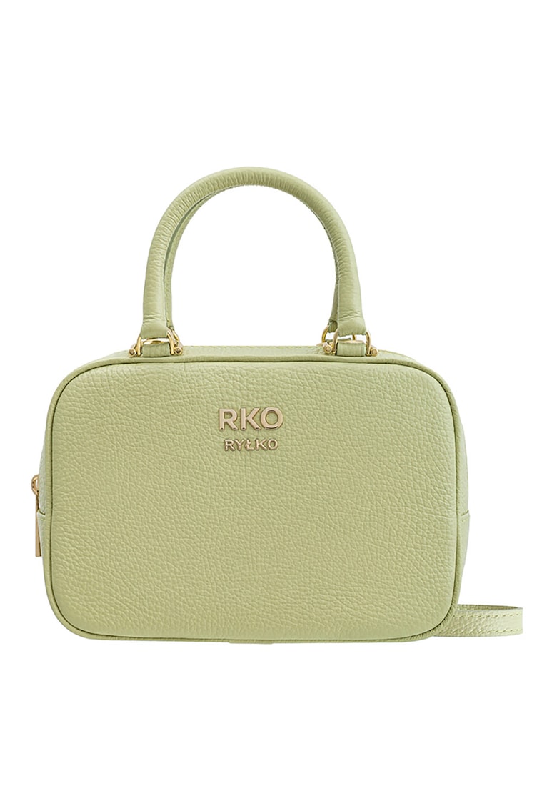 Geanta din piele cu maner si bareta crossbody - Verde fistic