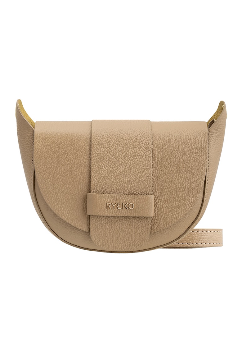 Geanta crossbody din piele cu bareta detasabila - Bej deschis