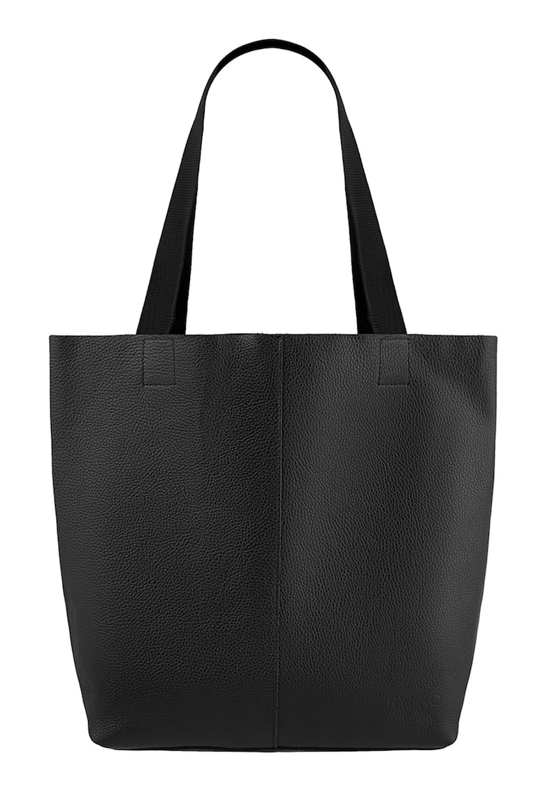 Geanta tote din piele cu barete din material textil - Negru