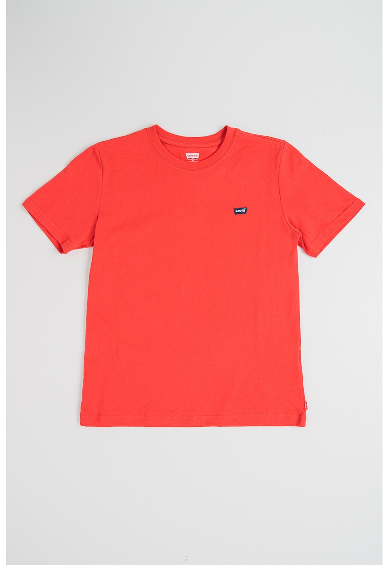 Tricou din bumbac cu detaliu logo - Rosu/Bleumarin