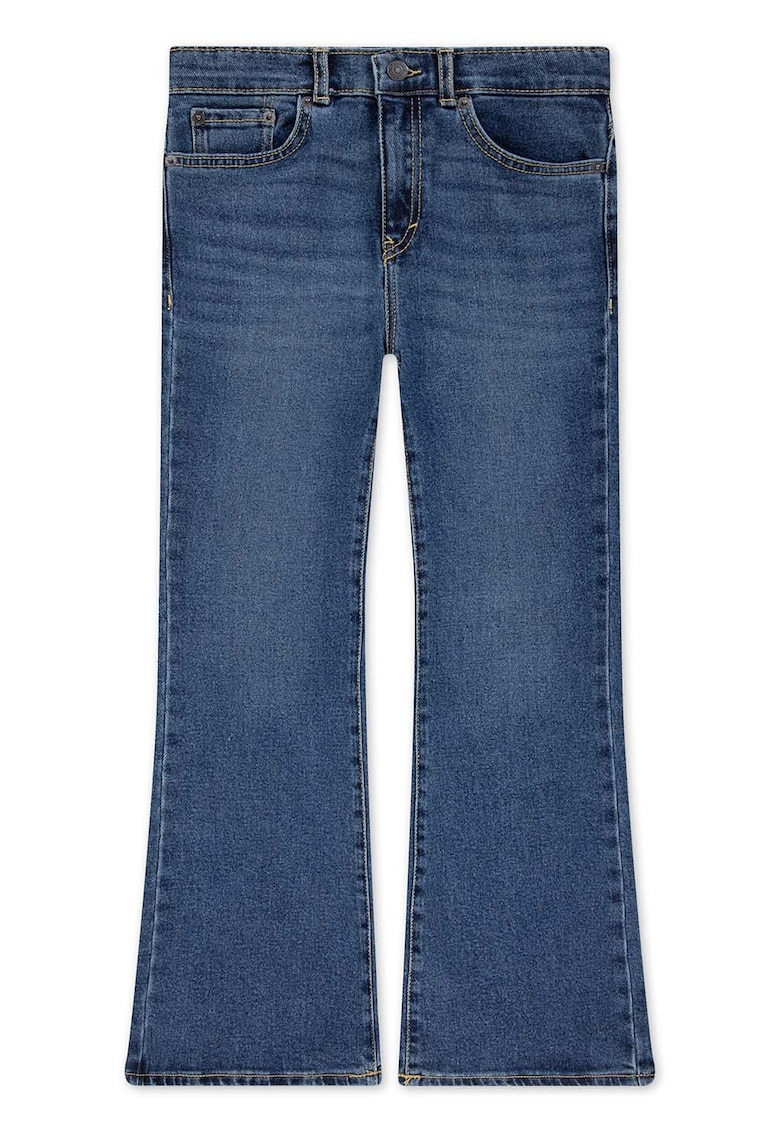 Blugi evazati cu talie inalta - Albastru melange