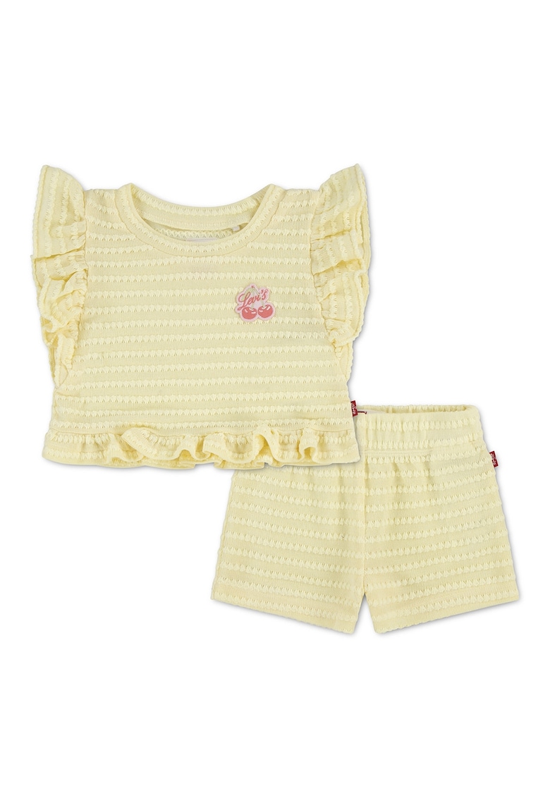 Set de top si pantaloni scurti texturati - 2 piese - Galben
