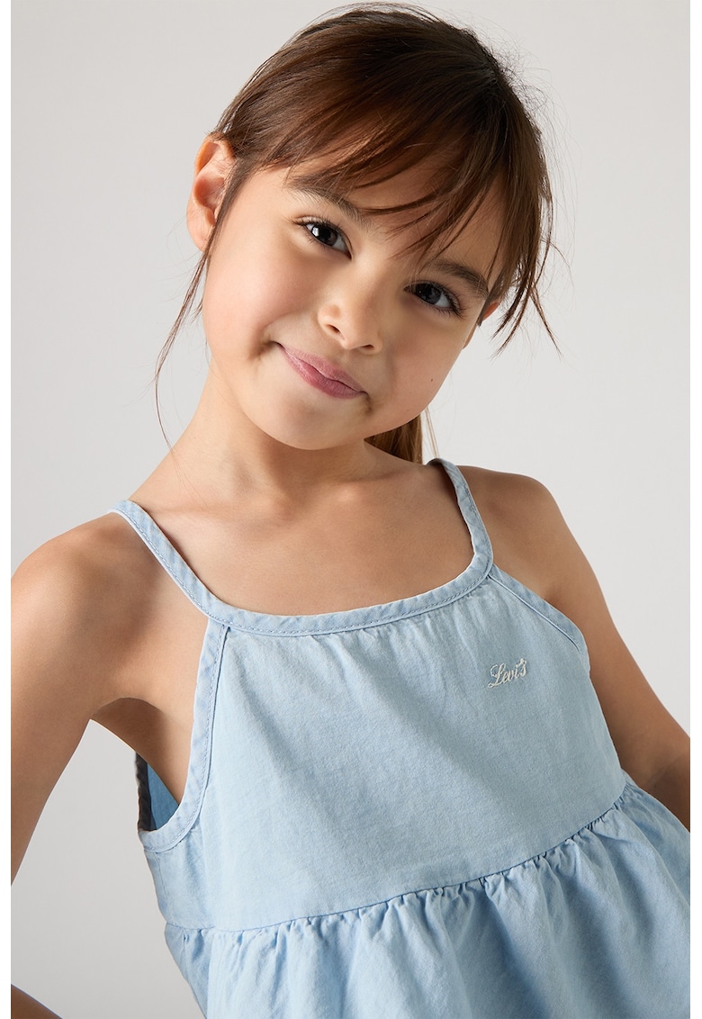 Set de top din denim si blugi cu croiala ampla - 2 piese - Albastru deschis