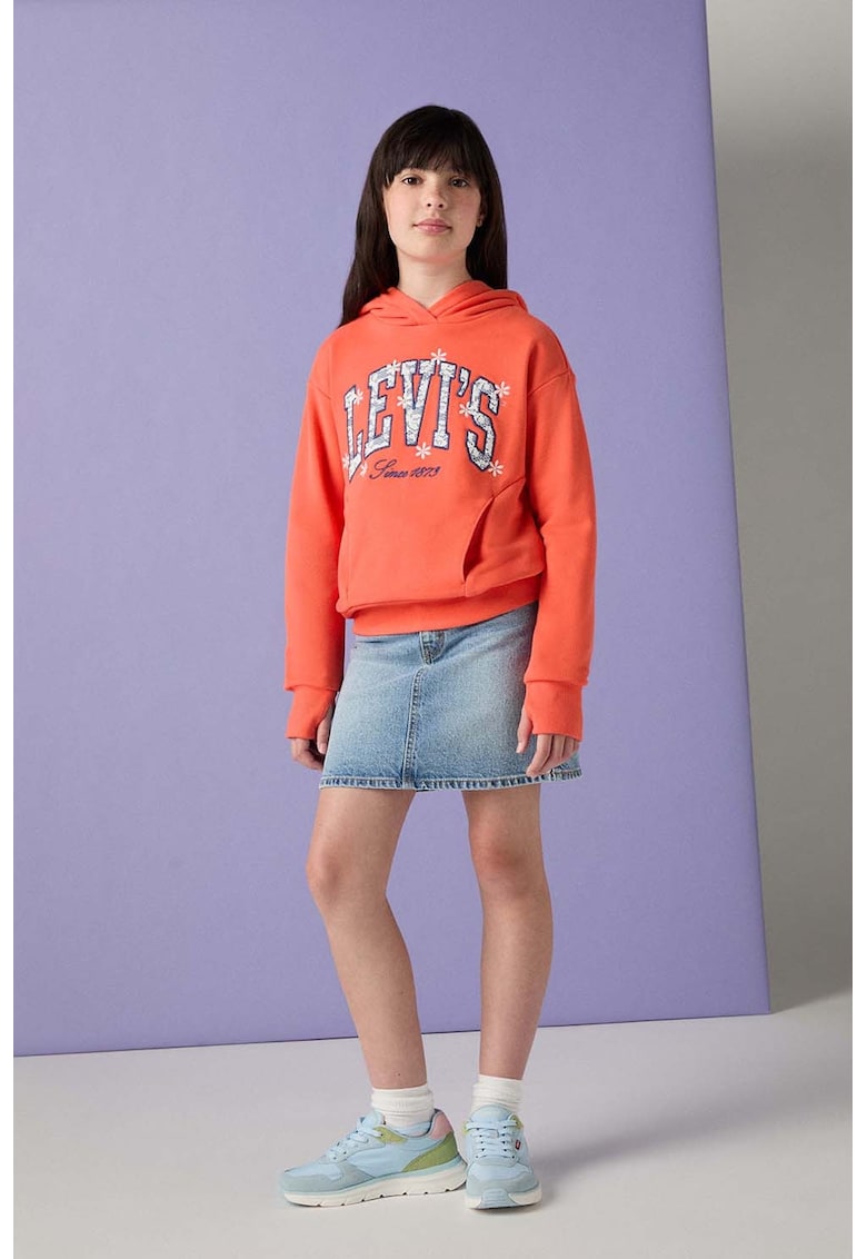 Fusta dreapta din denim cu talie ajustabila Icon - Albastru deschis melange