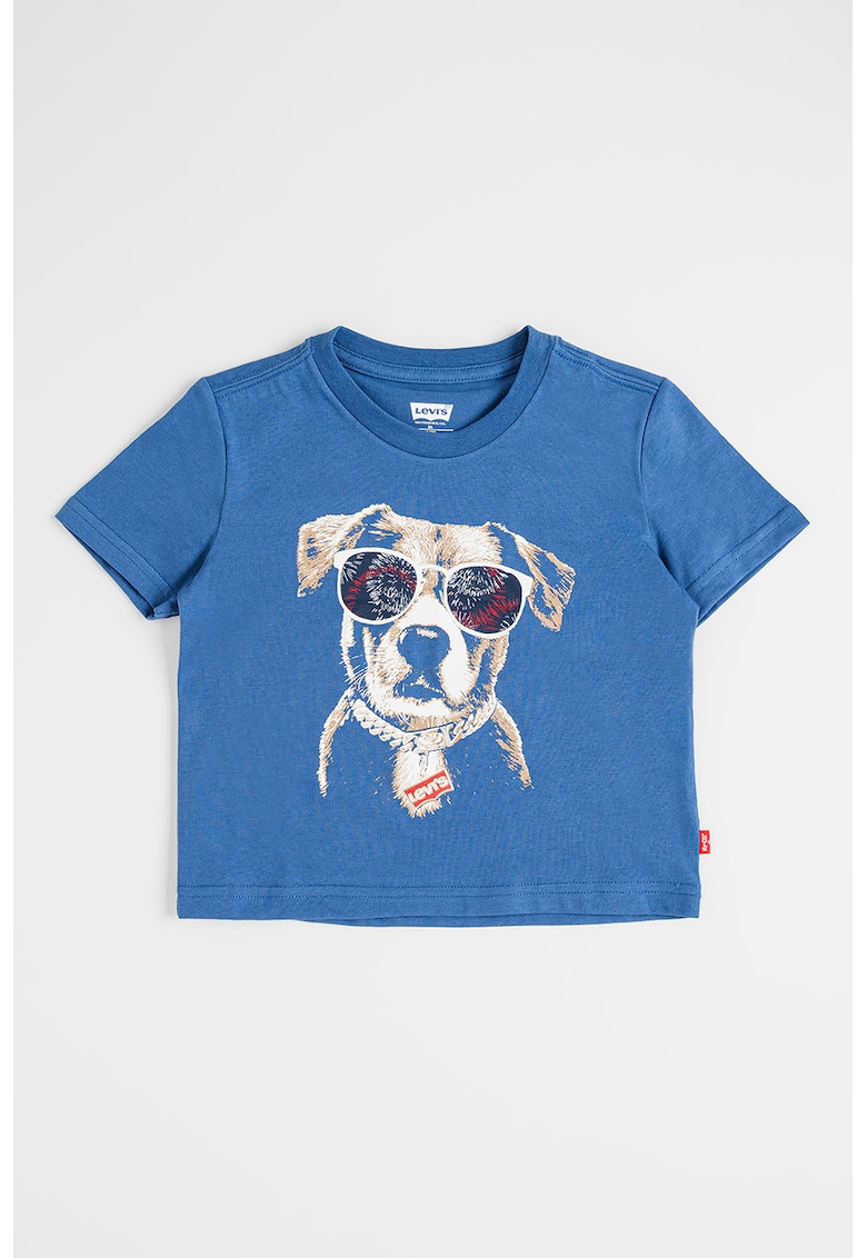 Tricou cu imprimeu Patriotic Pup - Maro/Albastru prafuit