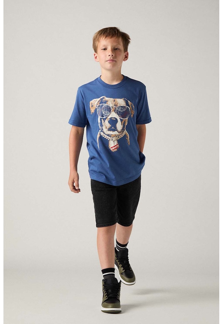 Tricou cu imprimeu Patriotic Pup - Albastru inchis