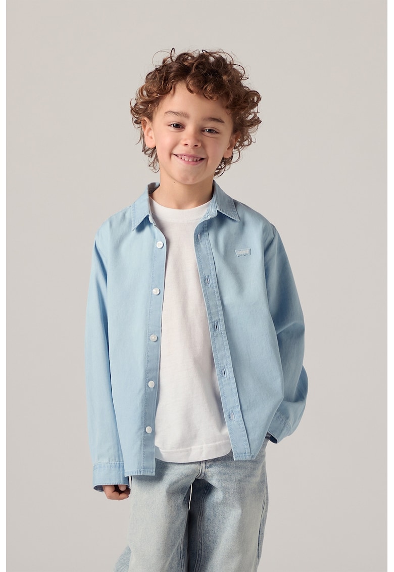 Camasa din denim cu detaliu cu logo Battery - Albastru pal