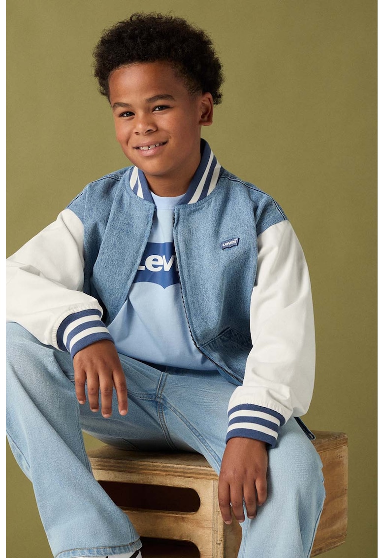 Jacheta bomber din denim - Alb/Albastru deschis