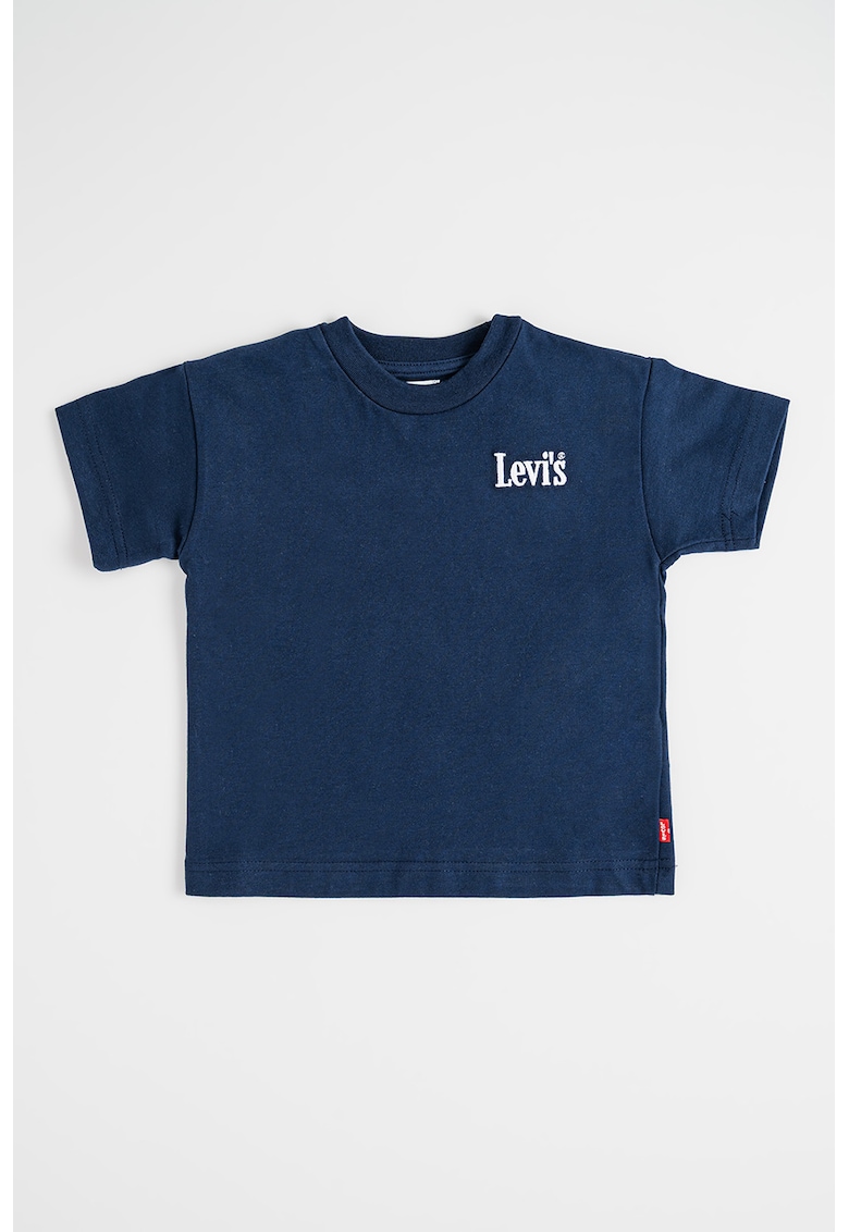 Tricou din amestec de bumbac cu imprimeu logo - Alb/Albastru ultramarin