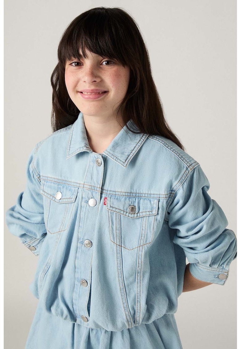 Jacheta din denim cu nasturi - Albastru deschis