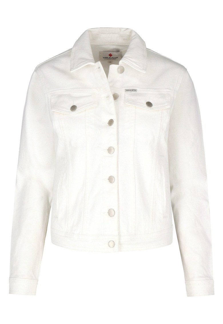Jacheta scurta din denim cu nasturi - cu buzunare - J-Nala - alb crem