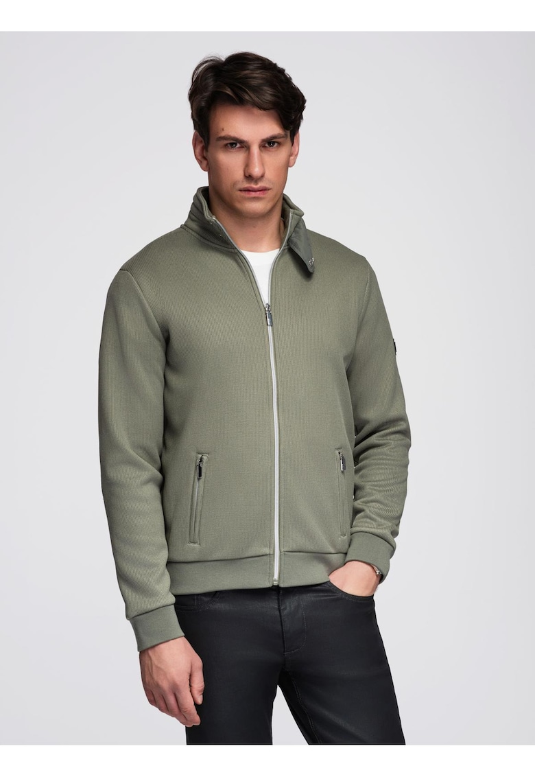 Jacheta cu guler înalt și căptușeală din fleece C645 - Kaki