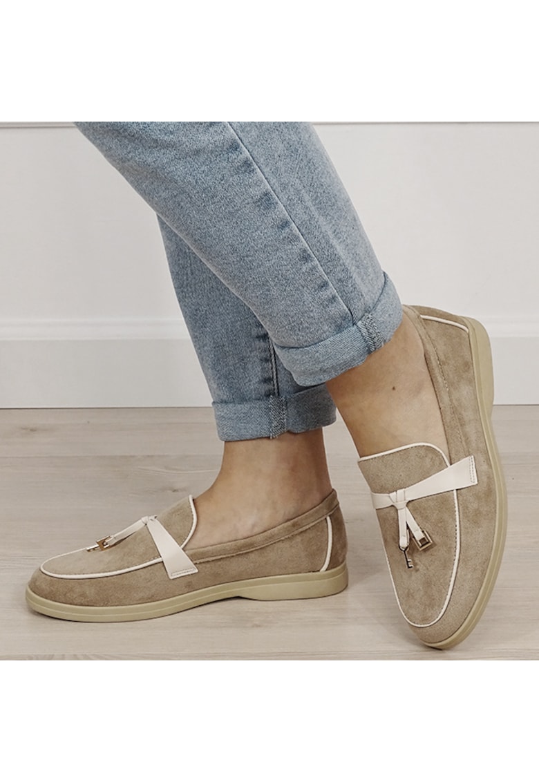 Mocasini bej de tip loafers 1502 01 Bej