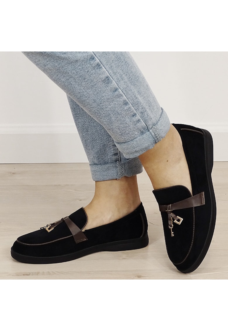 Mocasini negri de tip loafers 1502 01 Negru