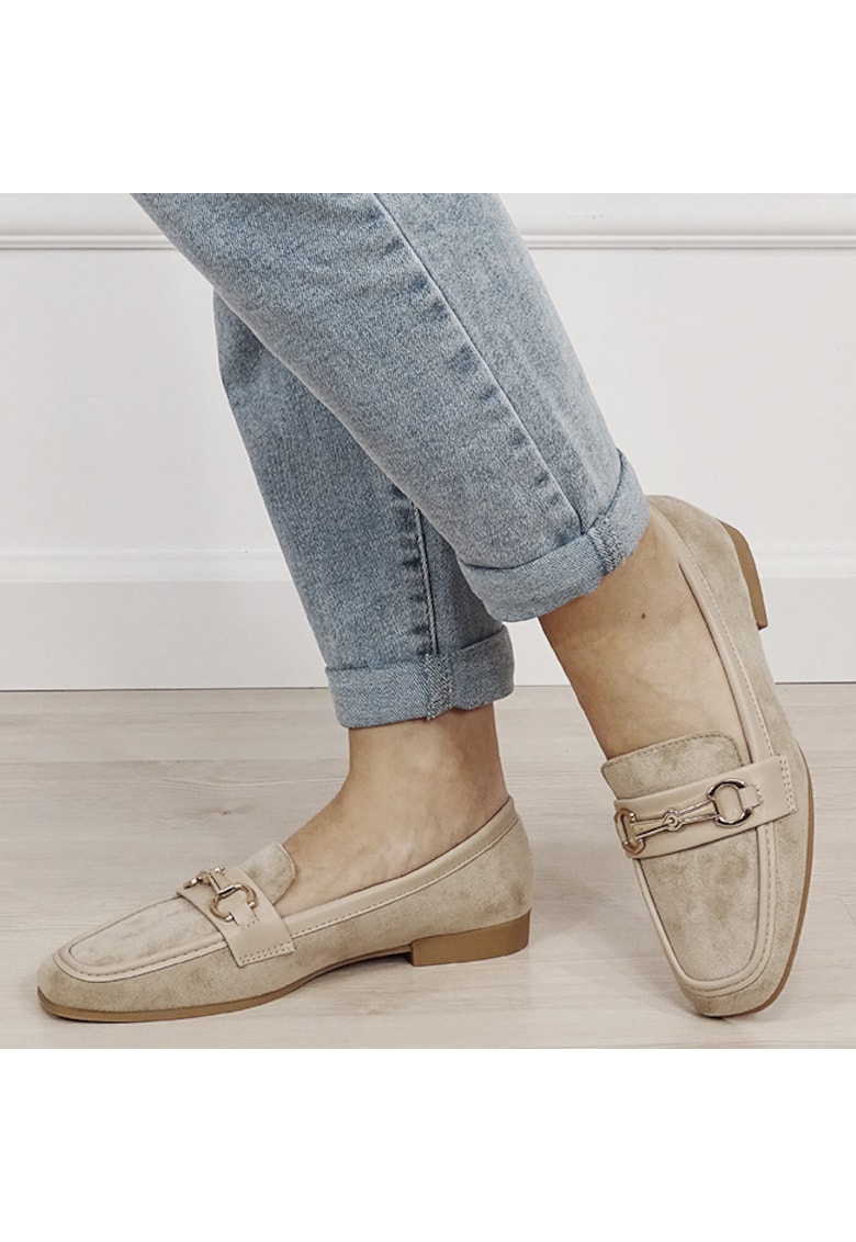 Mocasini bej de tip loafers 9736 01 19418 - Bej
