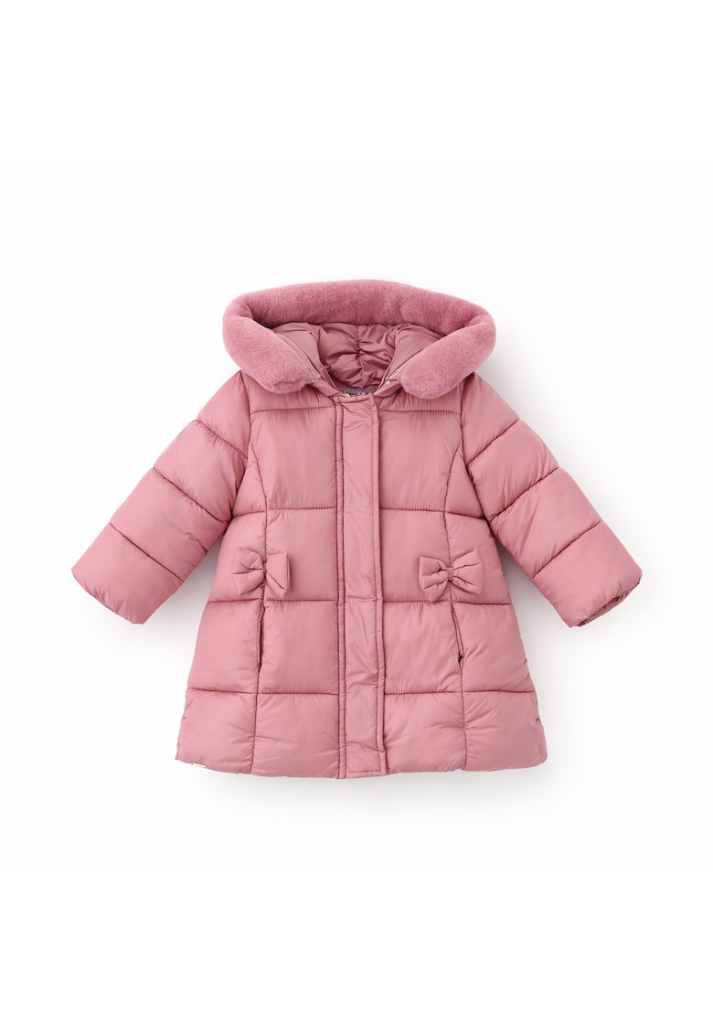 Geaca fetite matlasata - cu gluga si fundite decorative