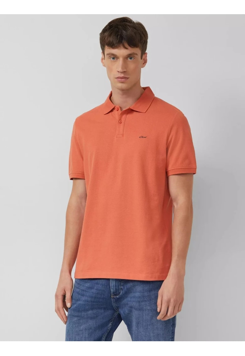 Tricou polo barbati - din bumbac cu croiala Regular Fit - logo - - Portocaliu