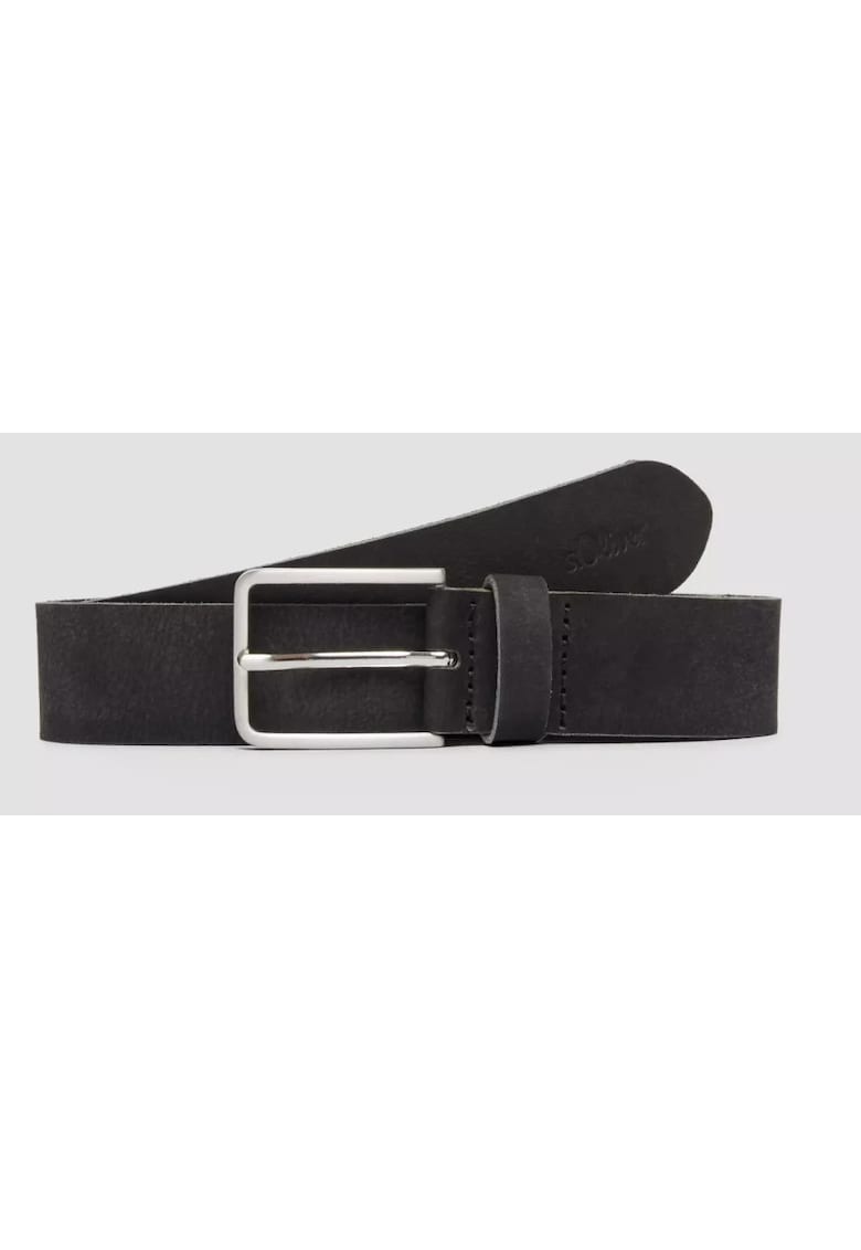 Curea din piele intoarsa - Negru - Negru