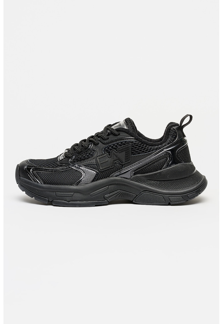 Pantofi sport cu logo si sireturi - Negru