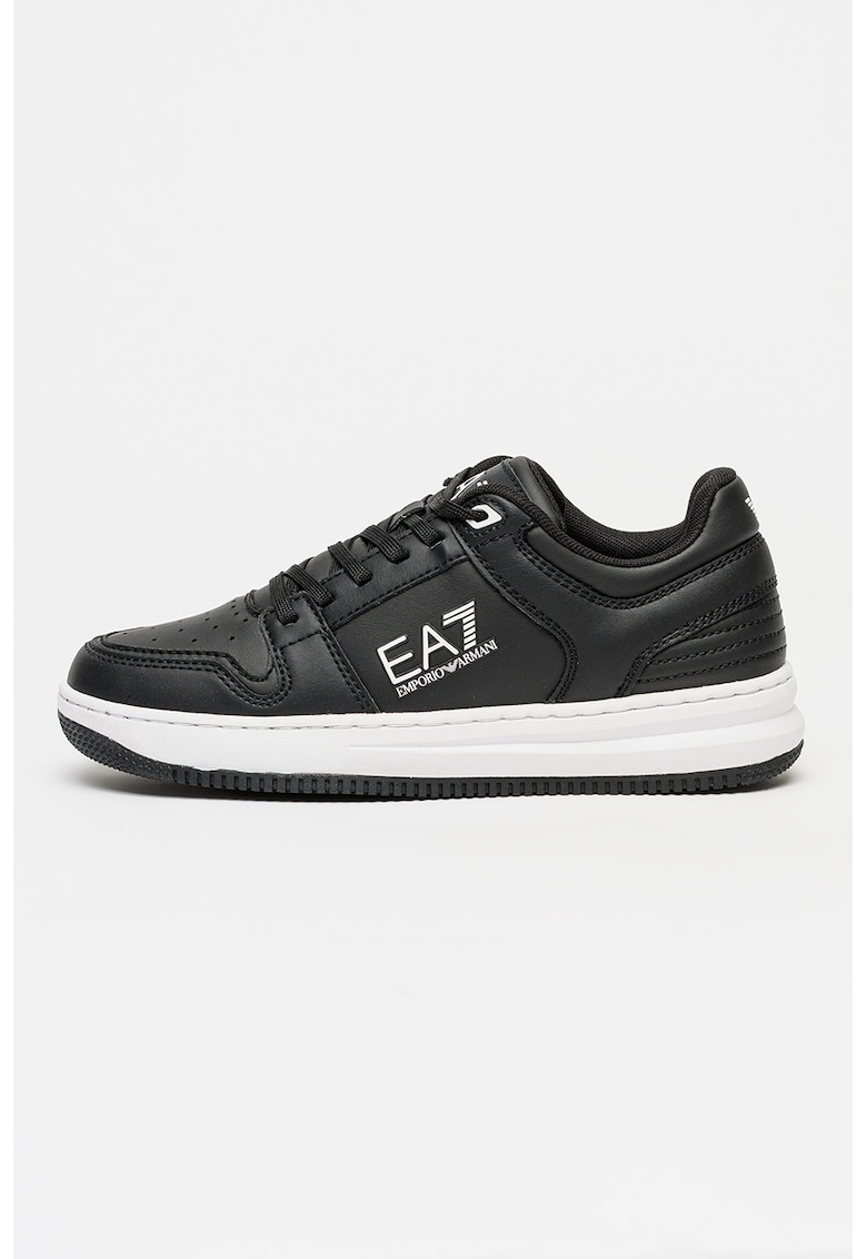 Pantofi sport de piele ecologica cu logo - Negru/Alb optic