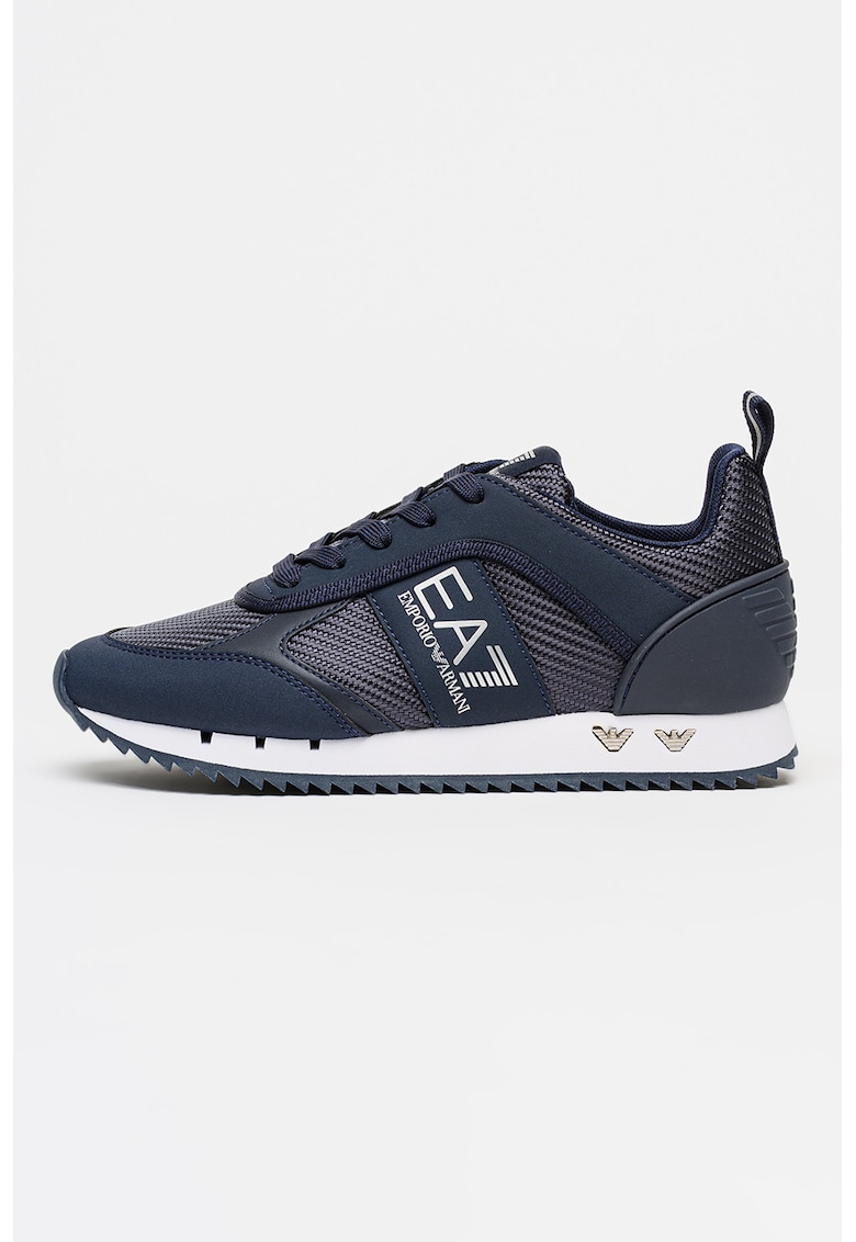 Pantofi sport low-cut cu logo - Alb optic/Bleumarin
