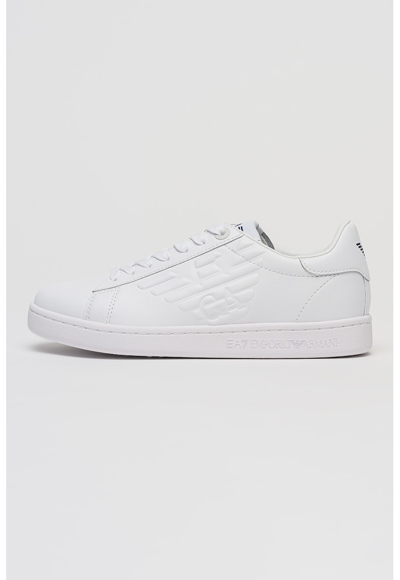 Pantofi spor unisex din piele cu monograma in relief - Alb murdar
