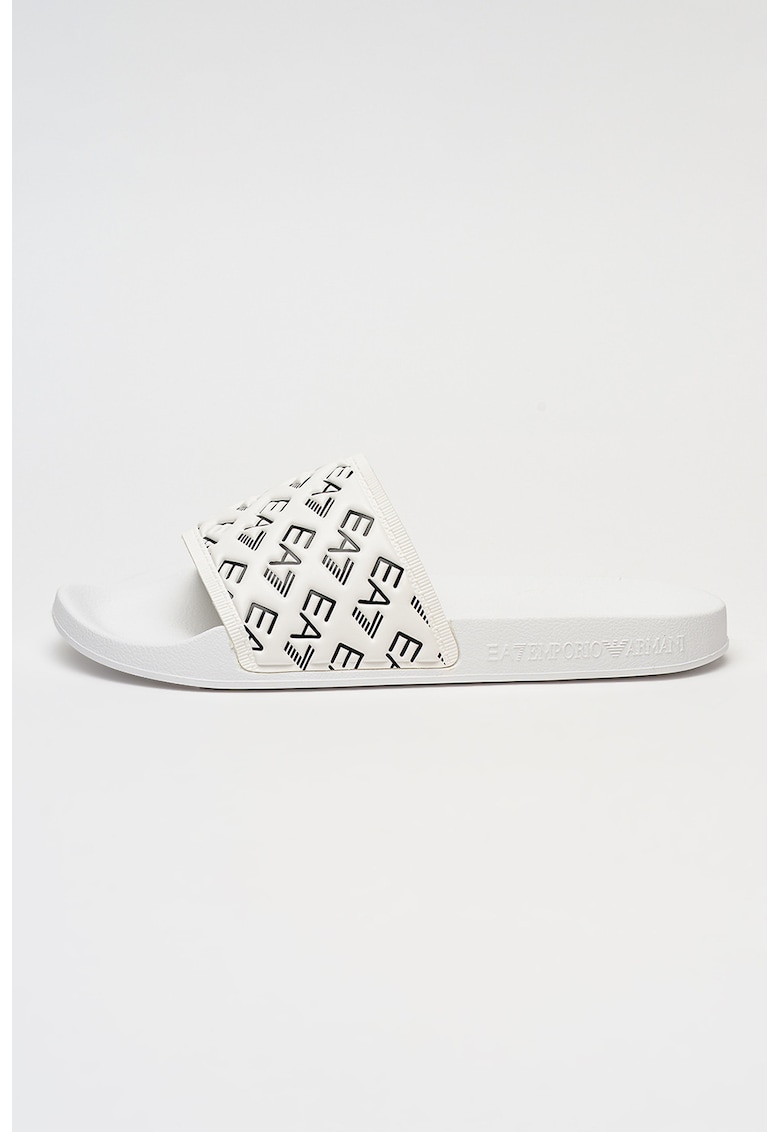 Papuci unisex cu logo stantat - Alb optic
