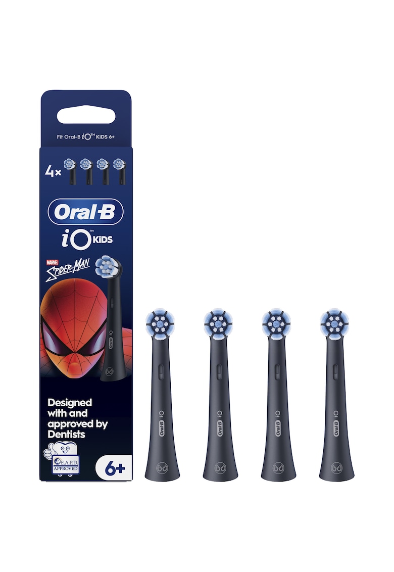 Capete de periaj de rezerva pentru periuta de dinti electrica iO Kids pentru varsta de 6+ - 4 bucati - Negru