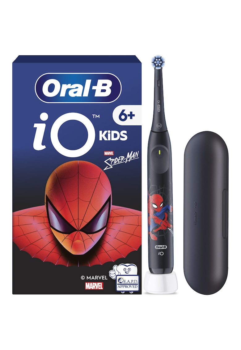 Periuta de dinti electrica iO Kids 1 capat de periaj - 1 trusa de calatorie - 3 moduri cu modul sensibil prietenos pentru copii - cronometru muzical de 2 minute - pentru varste de 6+ - Negru