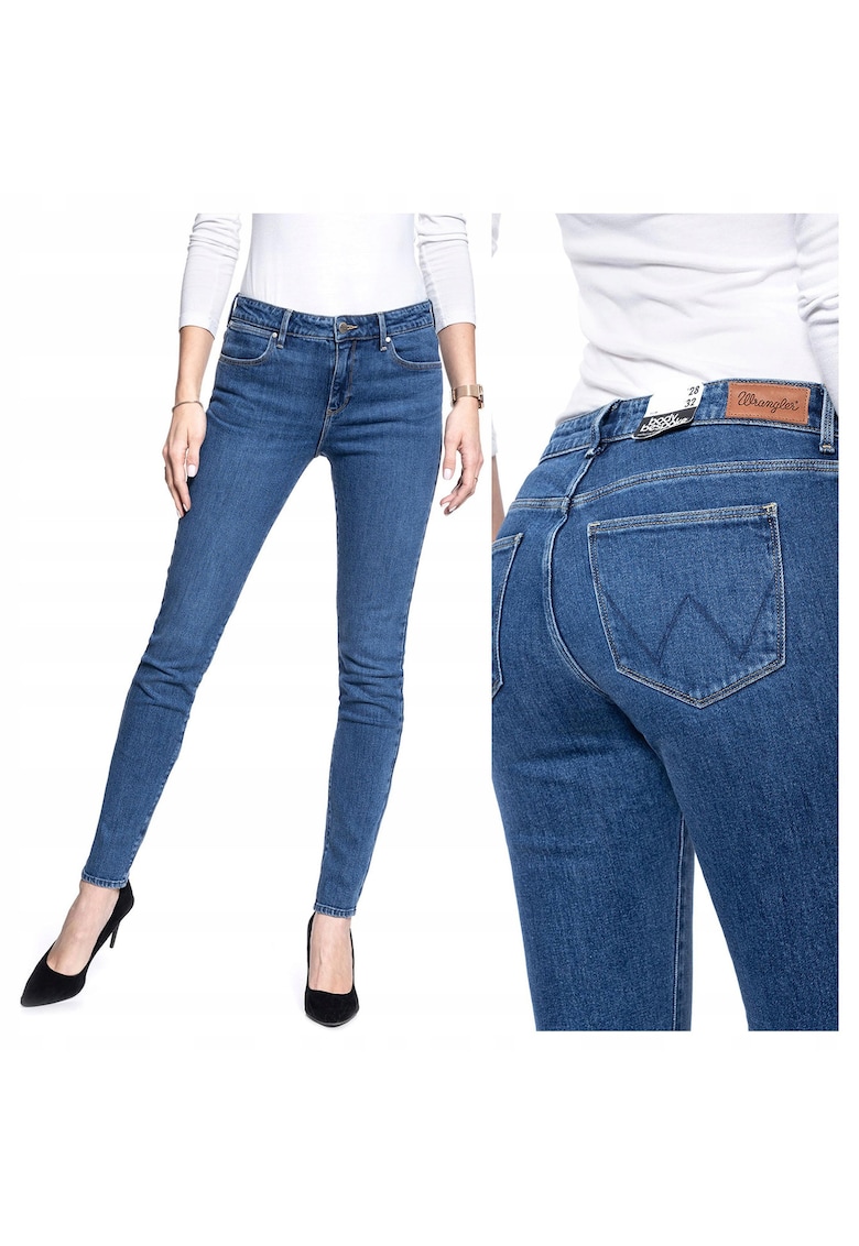 Blugi Dama - Skinny - Slim Fit - Talie Medie - Lungi - Cu Fermoar - 5 Buzunare - Bumbac - W28-L32 US - Albastru