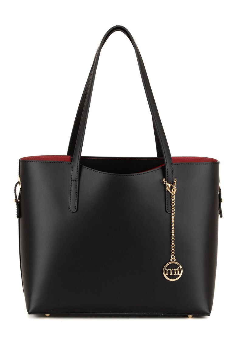 Geanta shopper din piele cu accesoriu logo detasabil - Negru