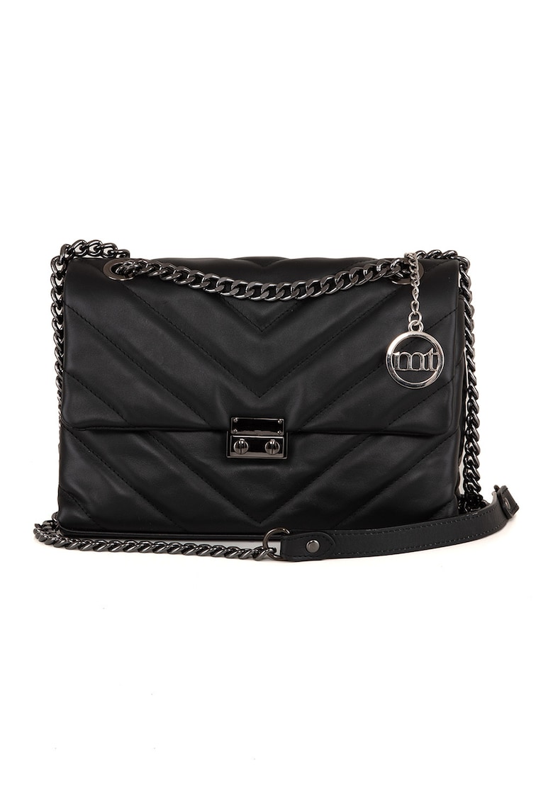 Geanta crossbody din piele cu lant - Negru