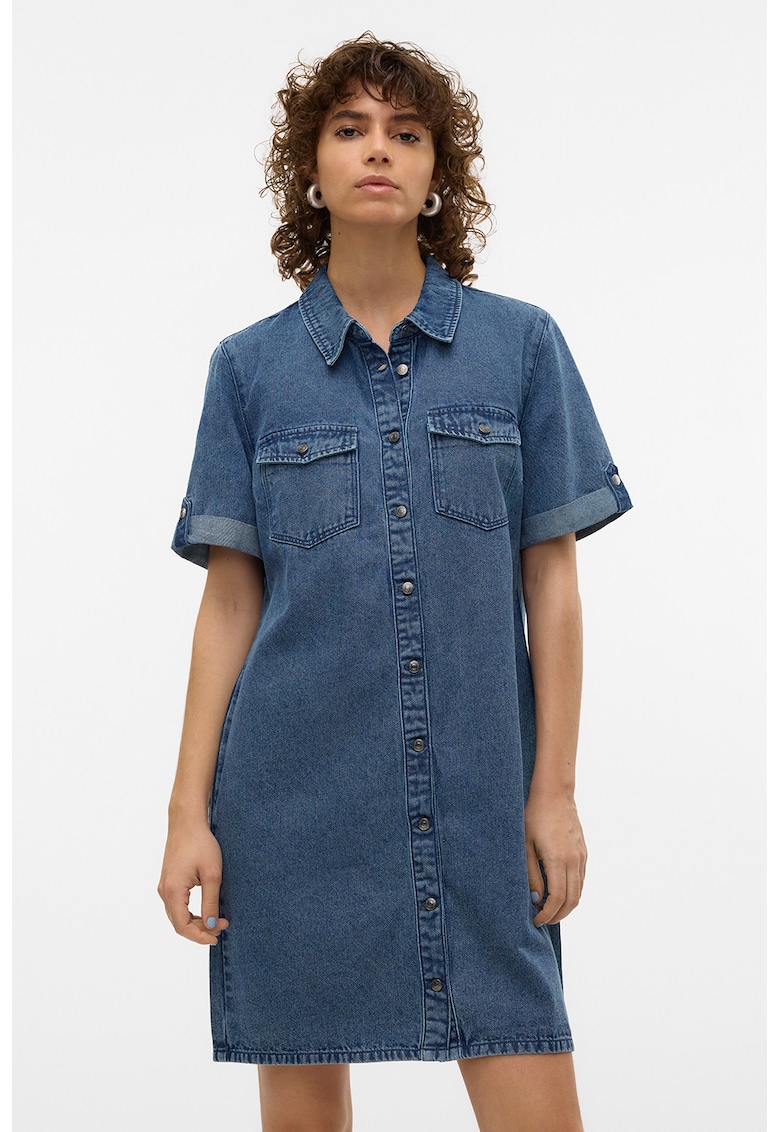 Rochie mini din denim - Albastru inchis