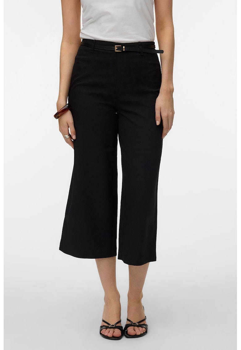 Pantaloni culotte capri cu croiala ampla - Negru